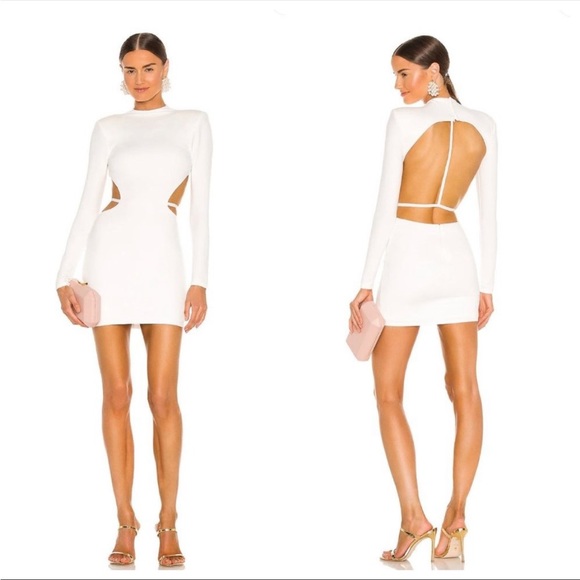 Michael Costello Dresses & Skirts - Michael Costello Zola White Long Sleeve Mini Dress Women's Size XXS